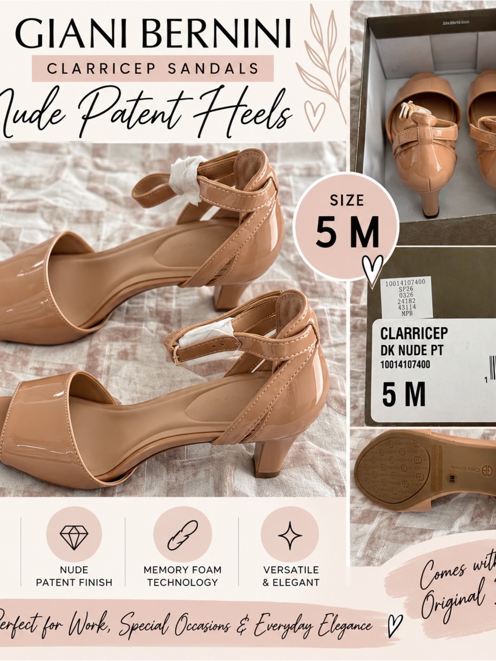 Giani Bernini nude patent heeled sandals